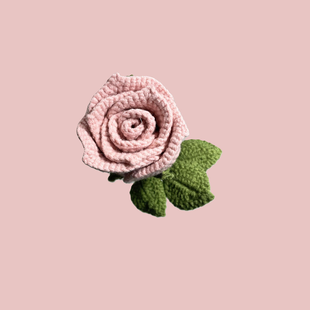 Pink Goblet Rose with green leaves – unique eco-friendly flower