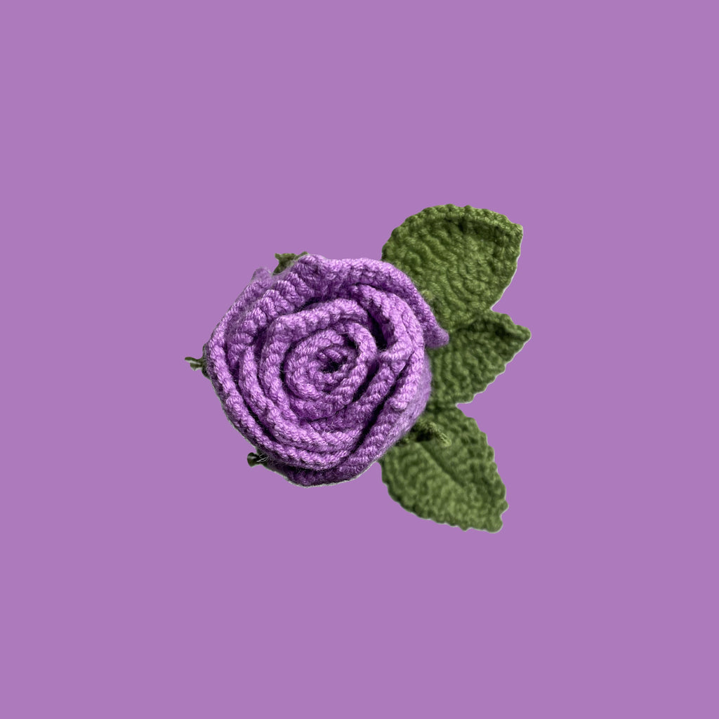 Dark Orchid Goblet Rose with green leaves – unique eco-friendly flower