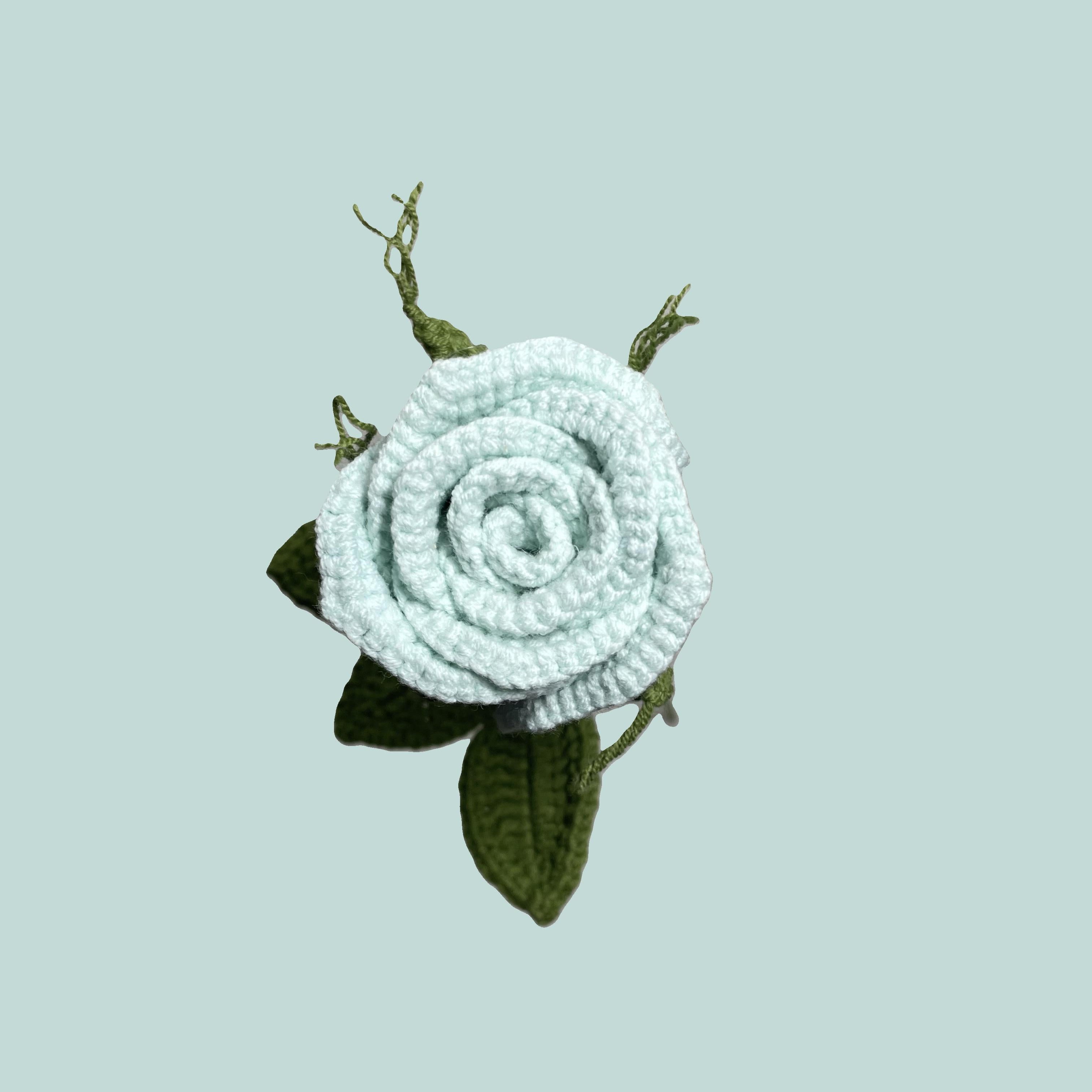 Light Sky blue Goblet Rose with green leaves – unique eco-friendly flower