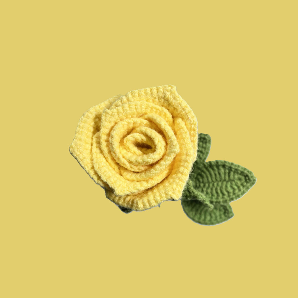 Yellow Goblet Rose with green leaves – unique eco-friendly flower