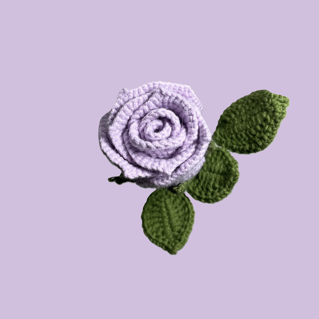 Lavender Goblet Rose with green leaves – unique eco-friendly flower
