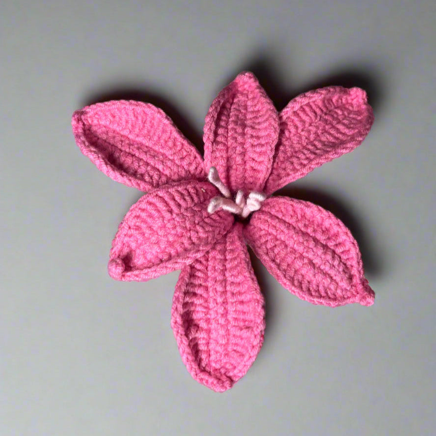 Handcrafted Alstroemeria crochet flower in pastel colors for eco-friendly home décor and gifting

